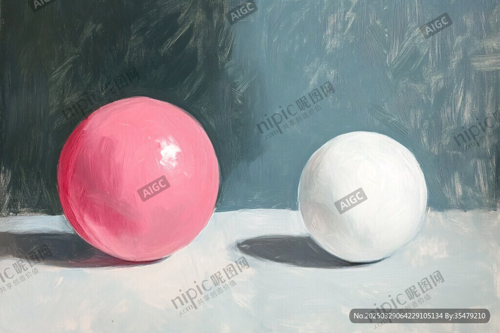 兩色圓球靜物畫