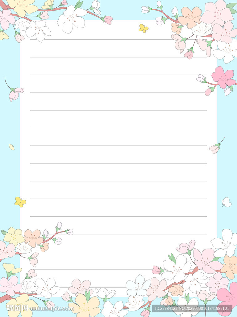小清新桃花花卉信紙明信片便簽紙