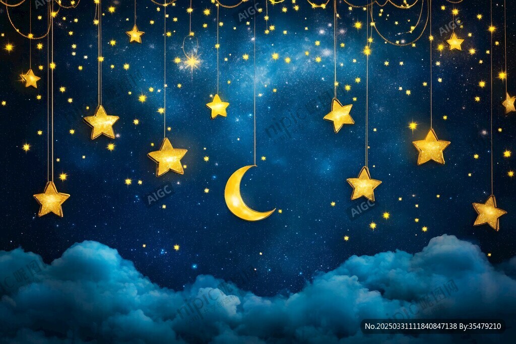 夢幻夜空下的星月掛飾