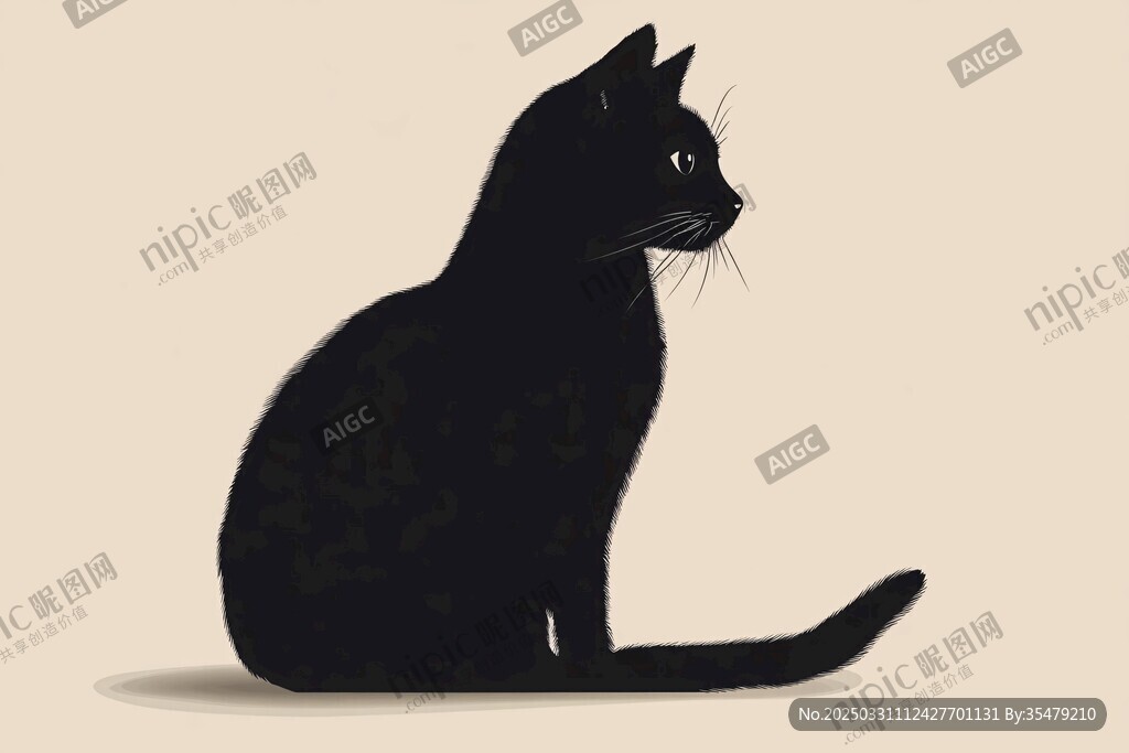 獨坐的黑貓