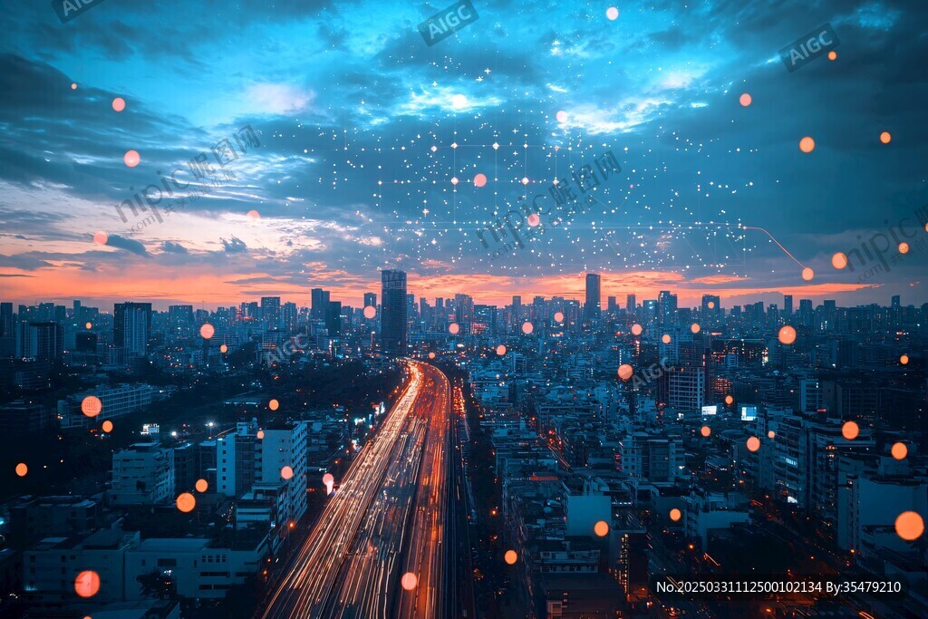 城市夜幕下的科技夢幻景象