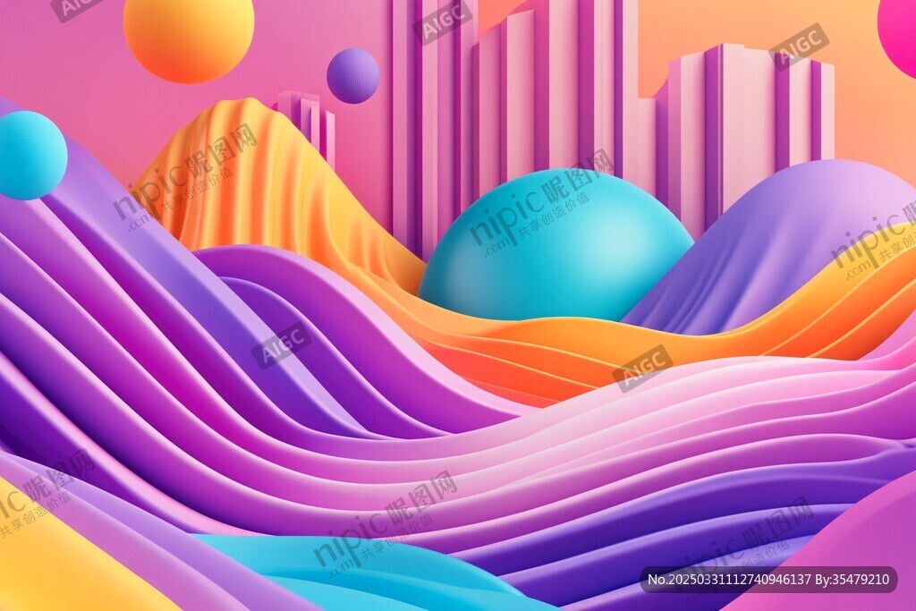夢(mèng)幻多彩3D抽象景觀世界