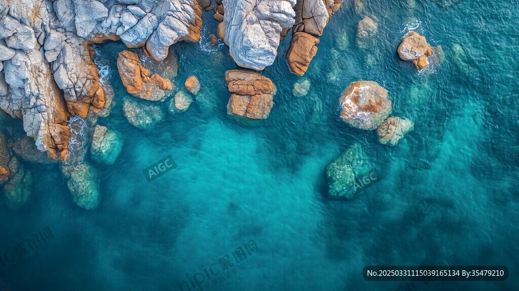 碧海礁石 海洋的自然景致