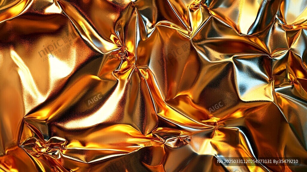 金色褶皺金屬質感紋理圖