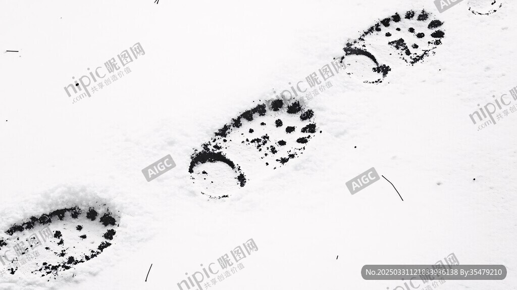 雪地上的清晰腳印