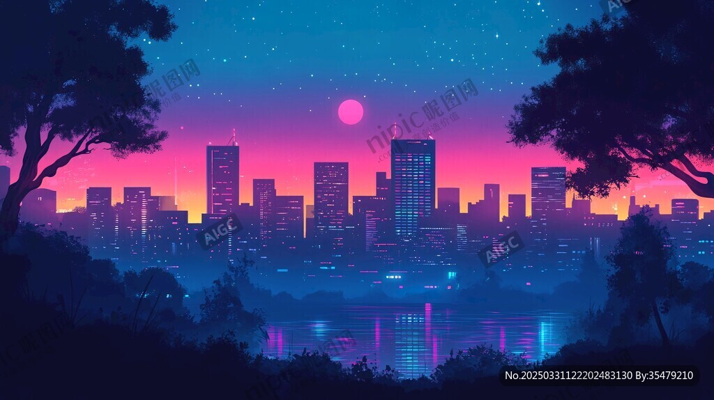 夢幻都市夜景與自然交融
