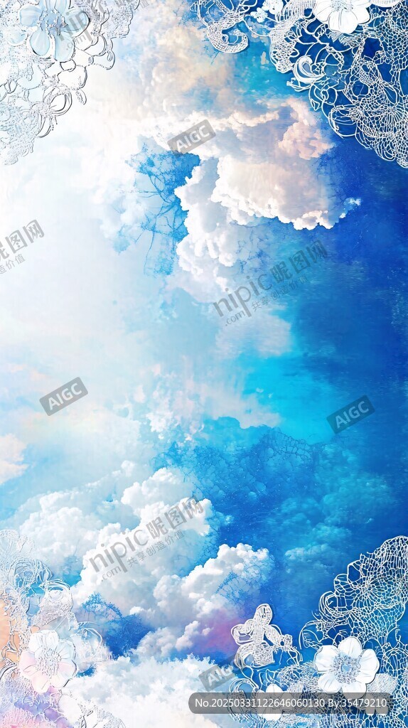 夢幻云端蕾絲背景圖