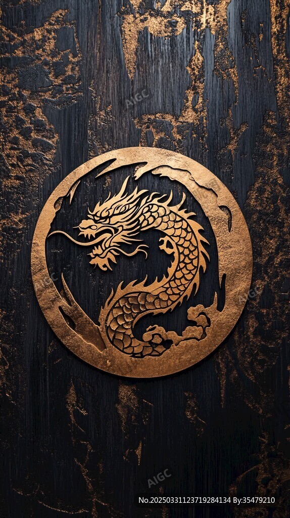 中式龍紋金屬裝飾圖案