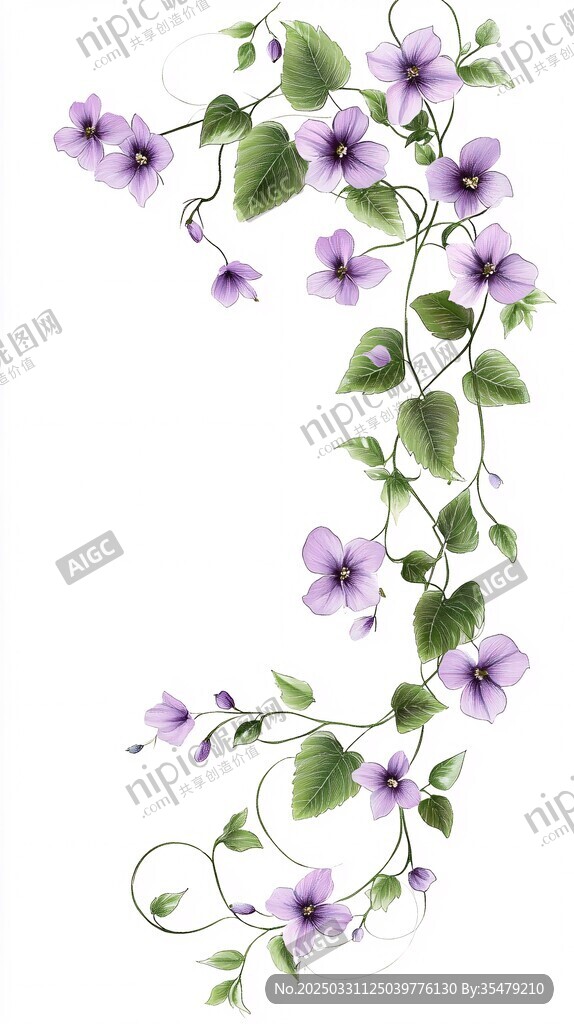 紫色藤蔓花卉裝飾圖案