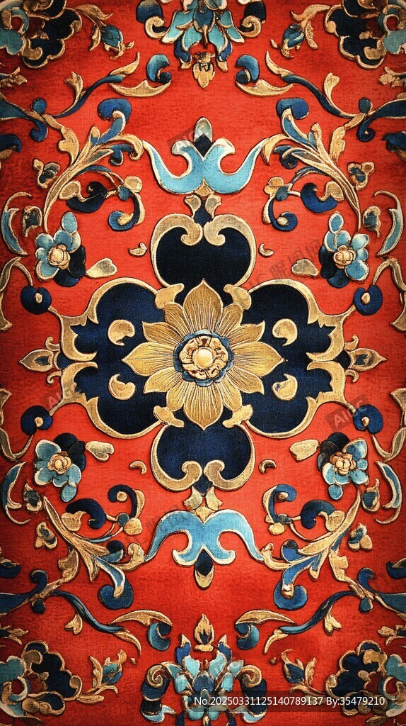 中式傳統(tǒng)刺繡花卉圖案