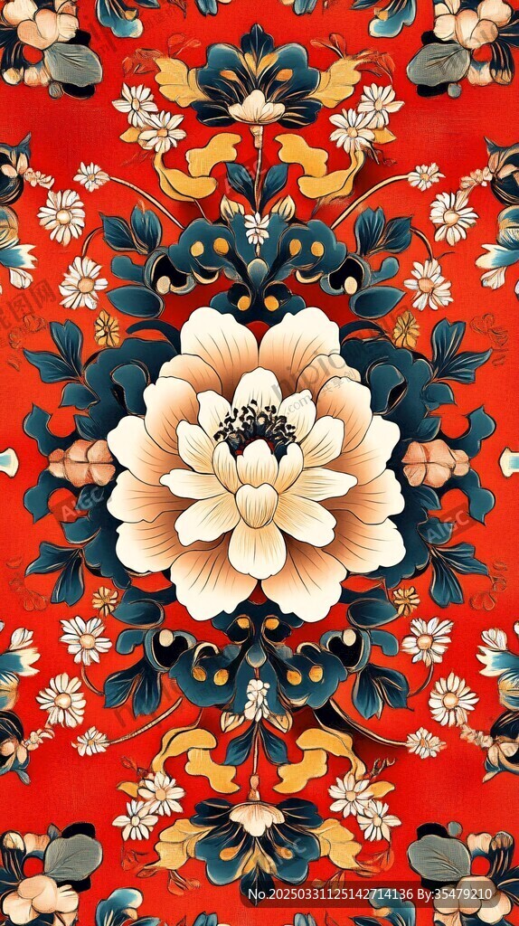 中式傳統花卉圖案紋樣
