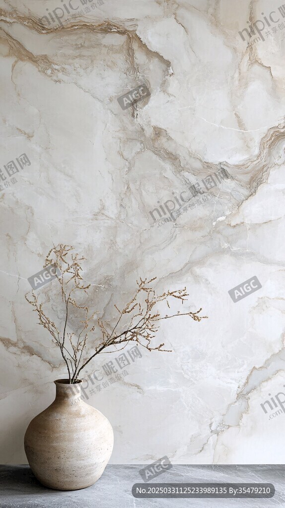 素雅大理石前的簡(jiǎn)約花瓶