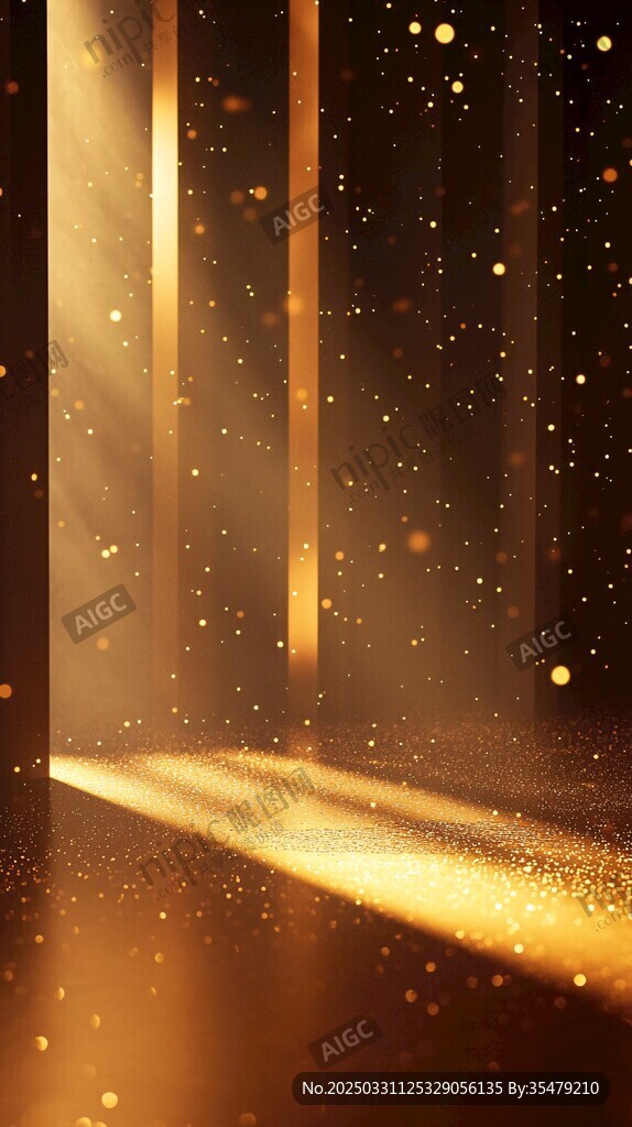 金色夢幻光線粒子背景圖