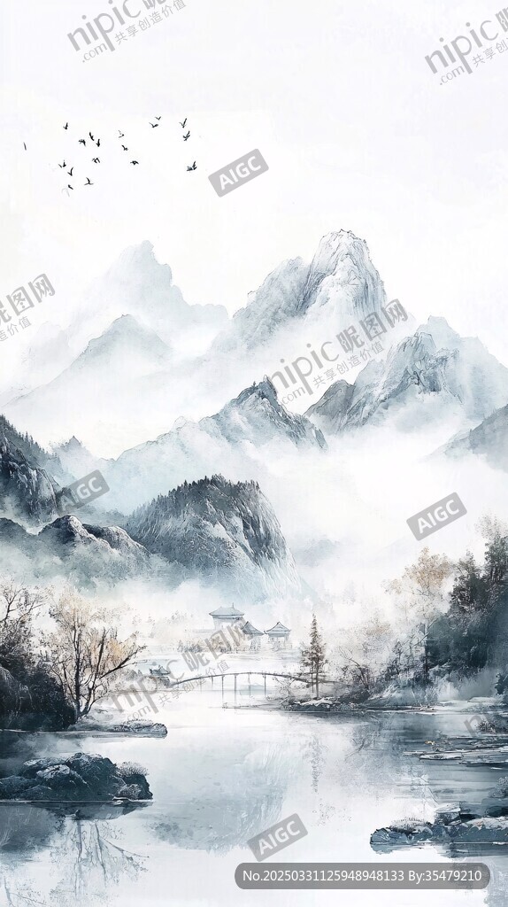 水墨山水間的靜謐景致