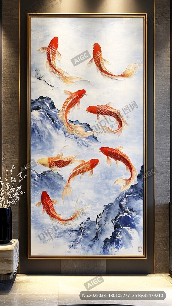 九魚躍浪圖
