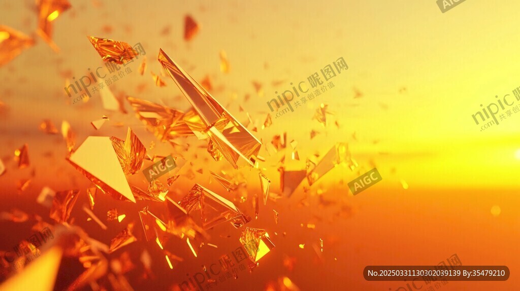 金色碎片飛舞的夢(mèng)幻場(chǎng)景