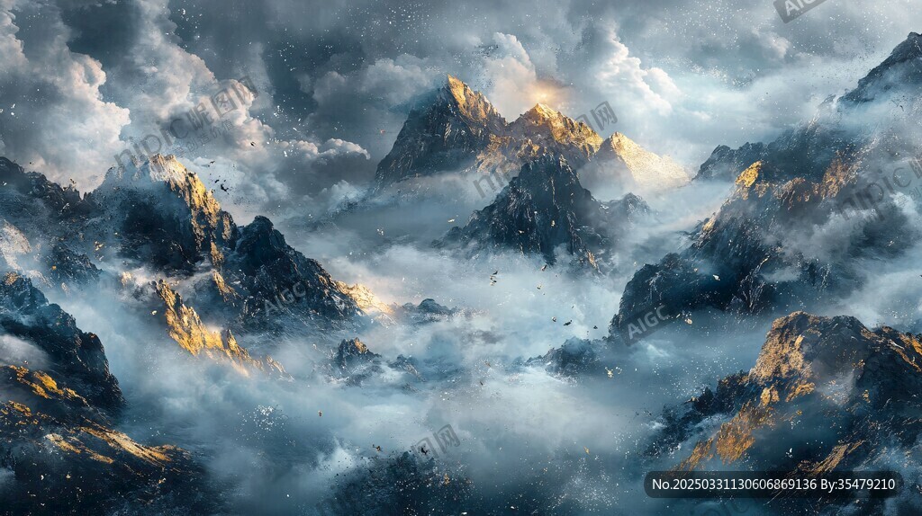 云霧繚繞的壯麗山脈景觀