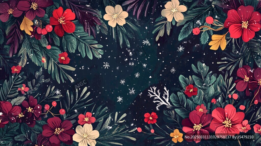 夢幻花卉星空背景圖案