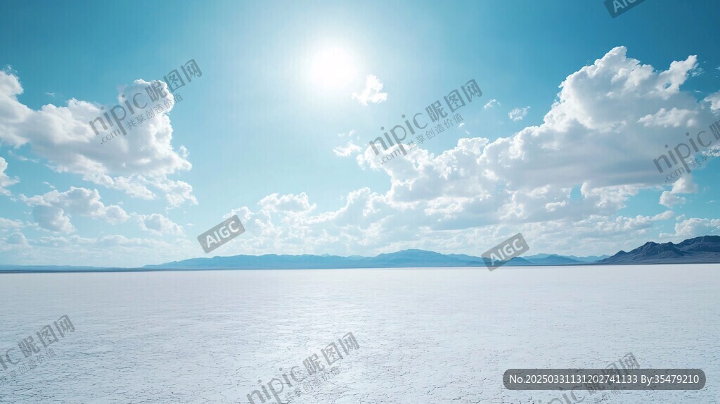 藍天鹽湖美景