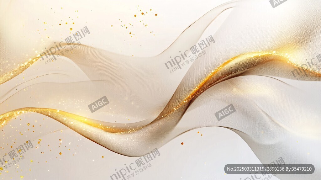 金色流光飄動抽象背景圖