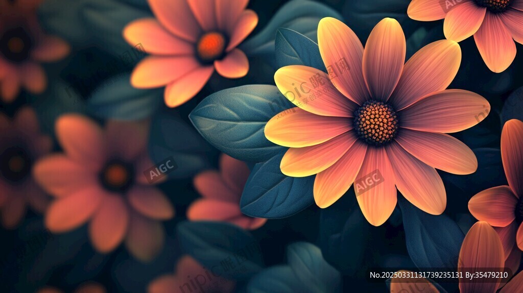 橙花綠葉 夢幻花卉景致