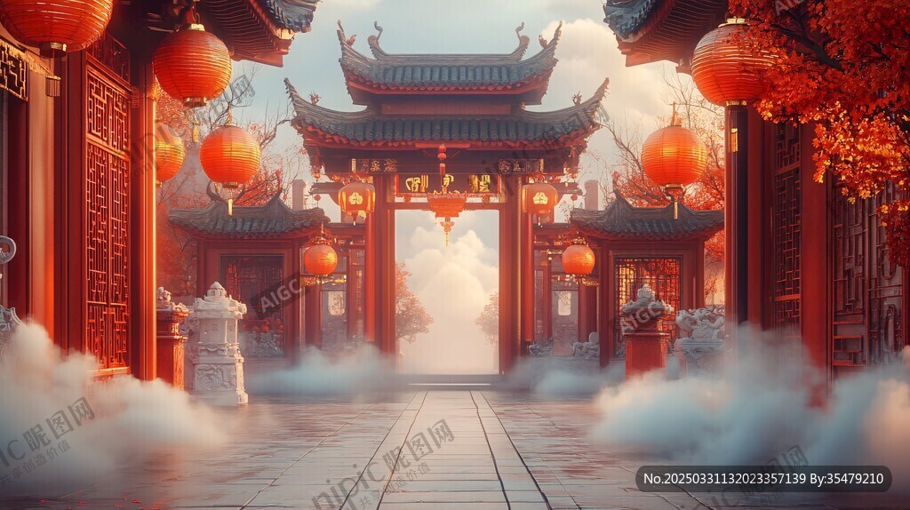 古色古香中式傳統建筑場景