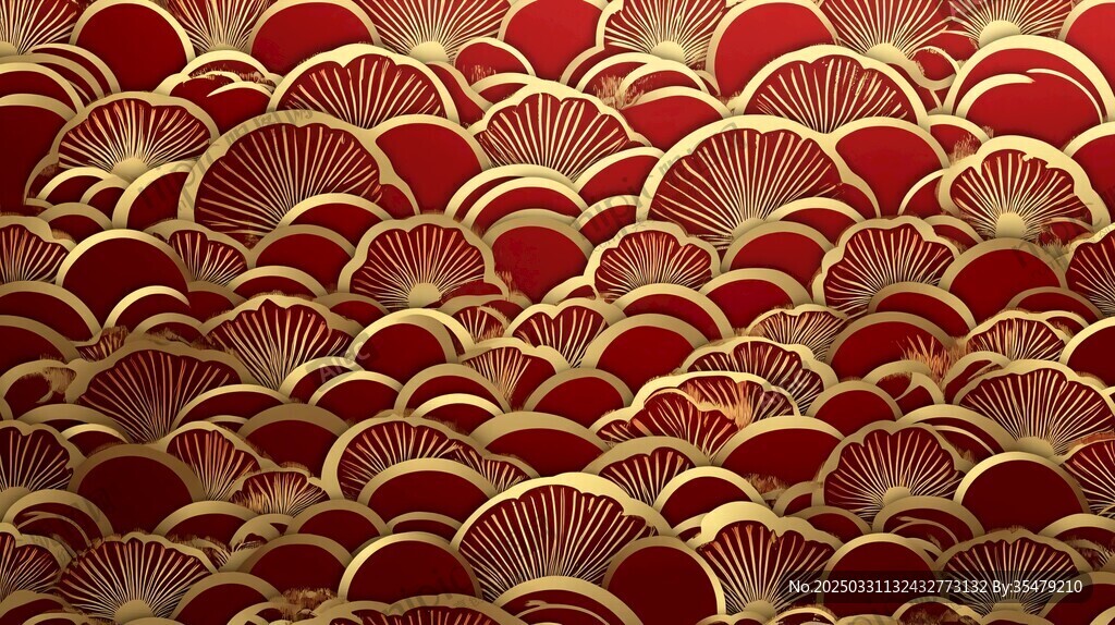 紅金扇形圖案背景紋理