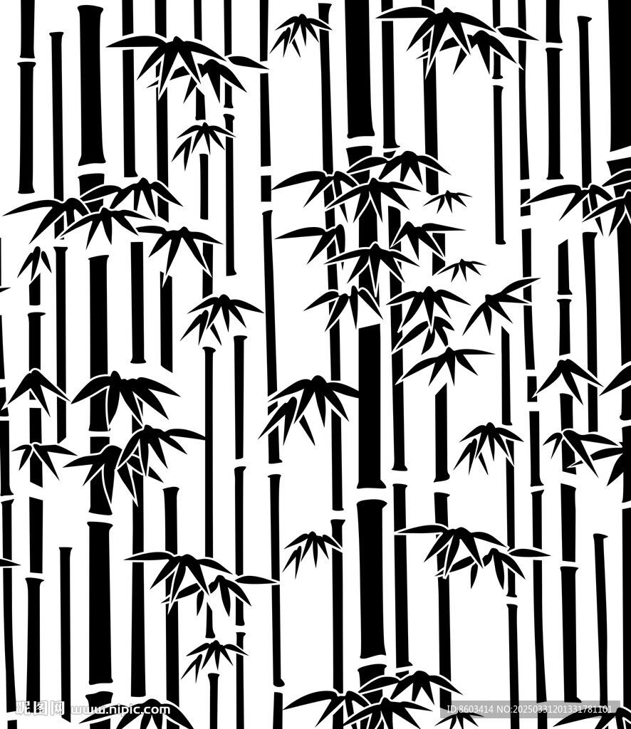 矢量雙線竹子圖