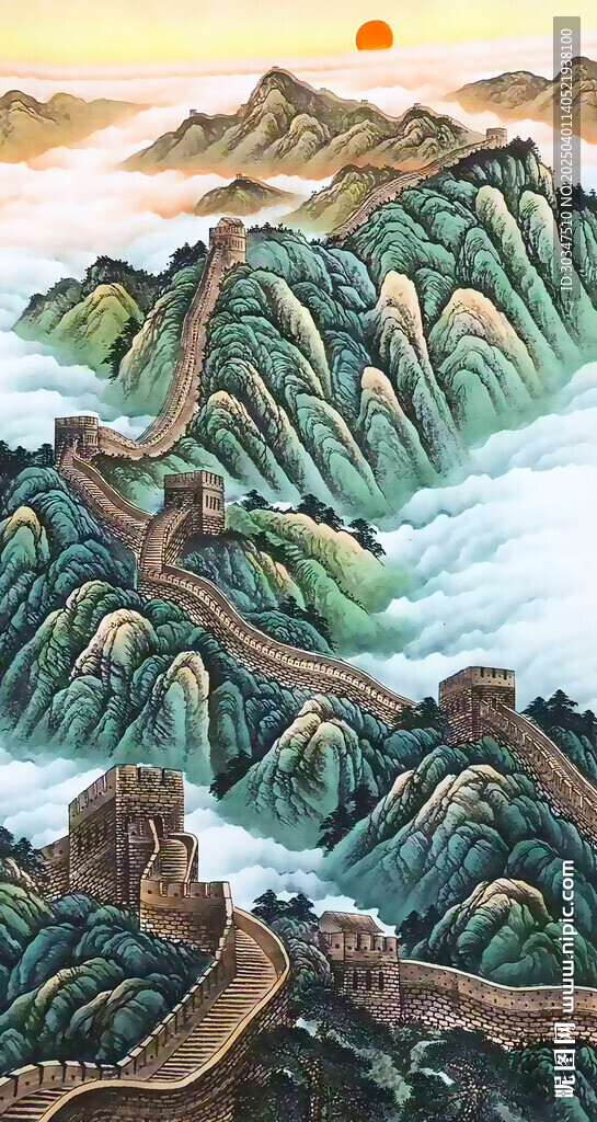 長城裝飾畫客廳山水掛畫