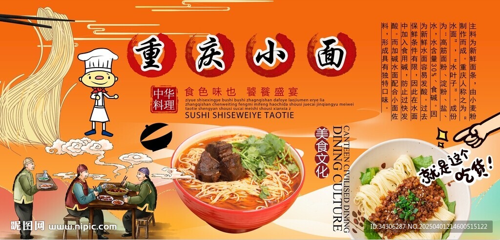 重慶小面背景墻
