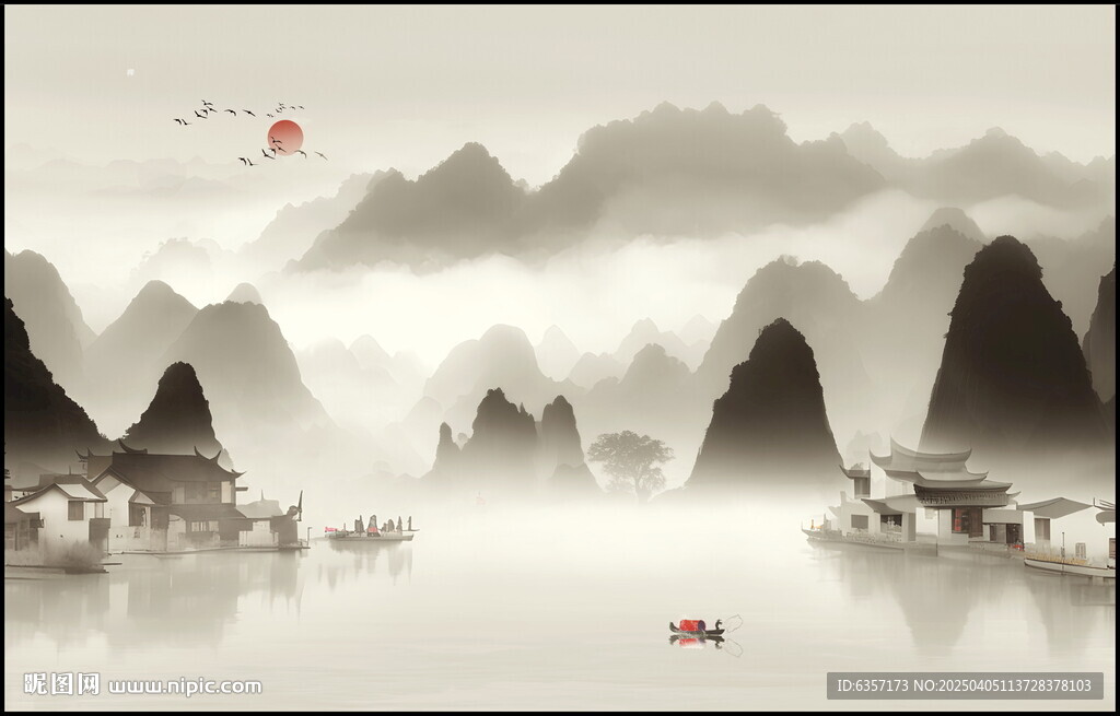 意境水墨山水畫
