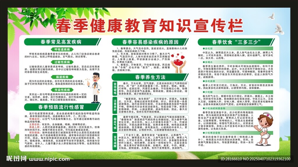 春季健康教育知識宣傳欄