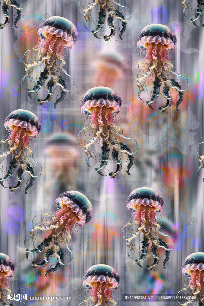 手繪水母印花