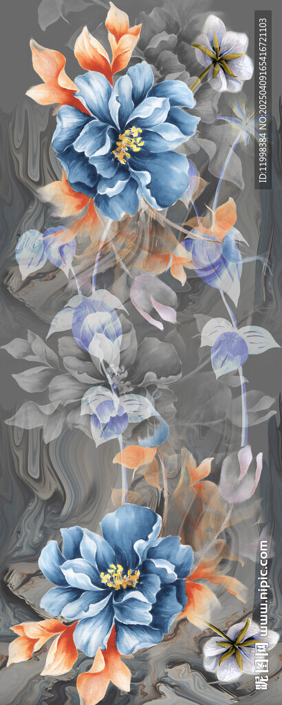 抽象花卉印花