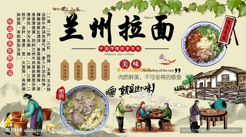 蘭州拉面背景墻