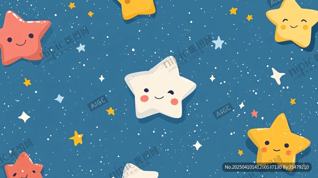 可愛星星卡通圖案背景圖