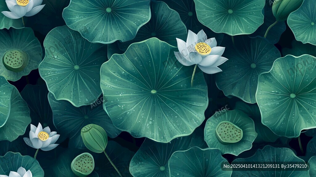水墨風(fēng)荷塘蓮花荷葉圖
