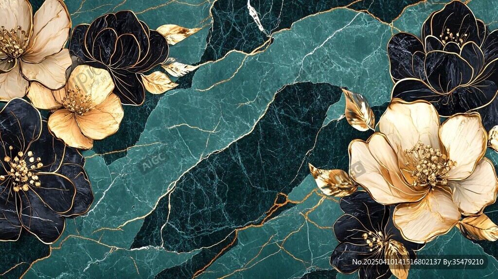 綠底金紋花卉精美圖案