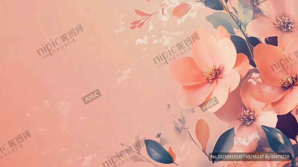淡粉花卉背景圖