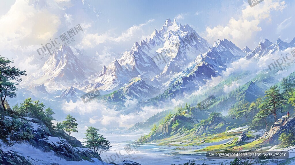 雪山下的靜謐山谷美景