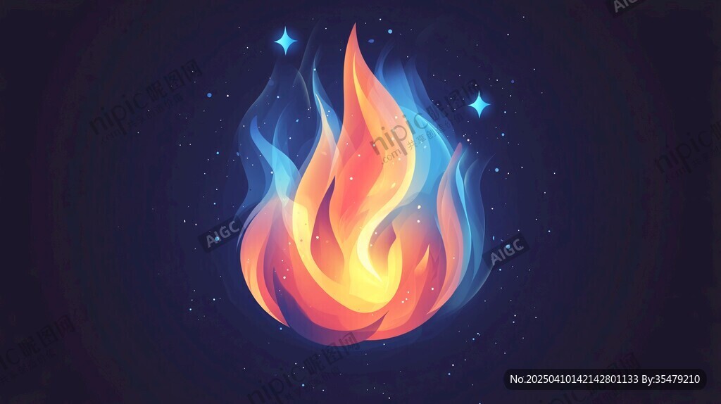 夢(mèng)幻炫彩火焰插畫(huà)