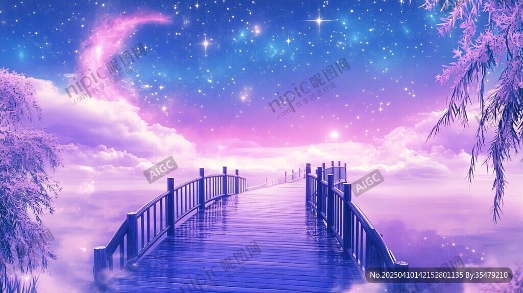 夢幻星空下的云端之橋