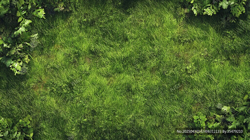 翠綠草地與周邊繁茂綠植