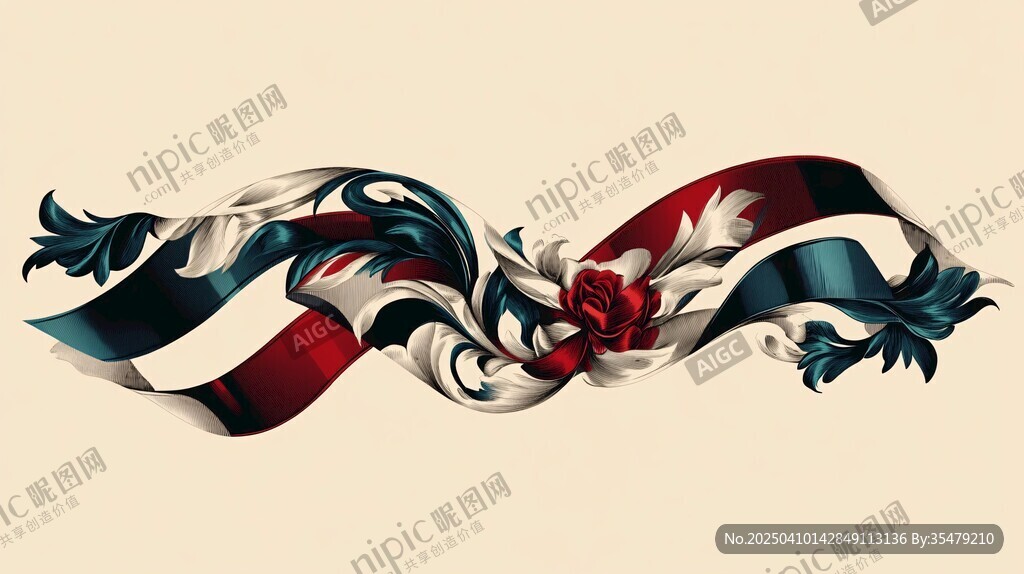 花卉飄帶藝術(shù)圖案設(shè)計