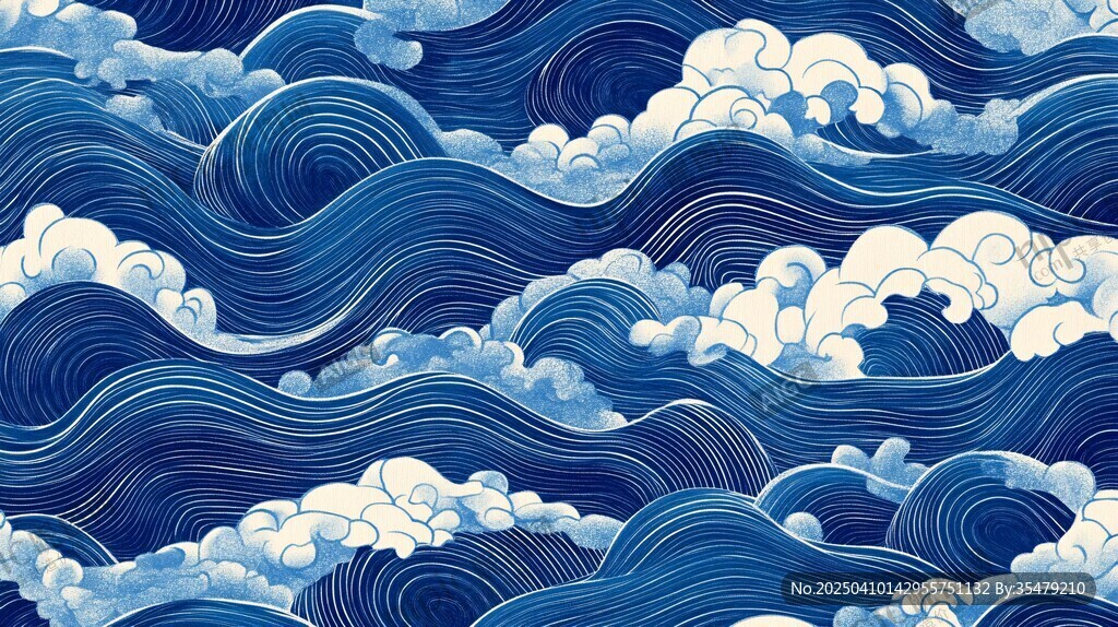 日式傳統海浪紋樣圖案