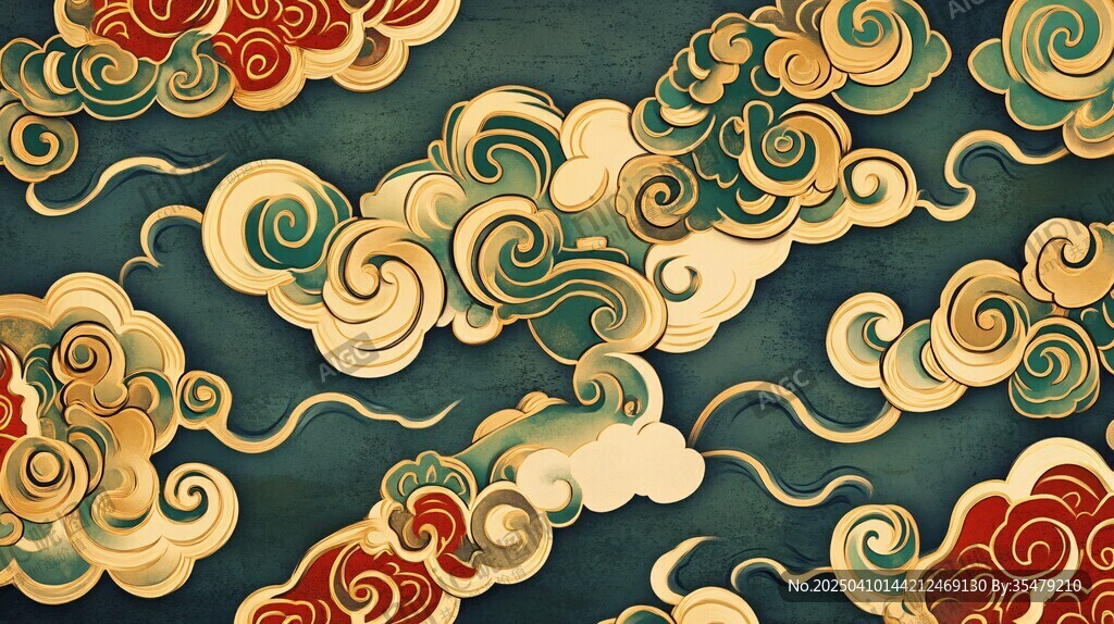 中式古典云紋圖案背景
