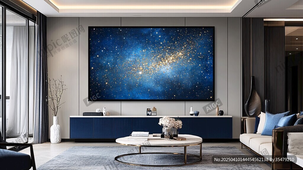 現代客廳的星空藝術背景墻