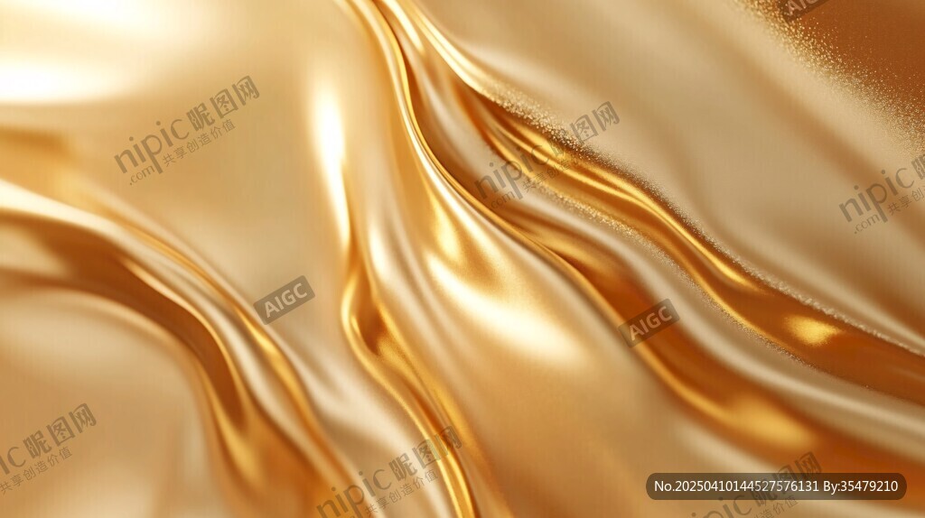 金色綢緞質感流體背景圖