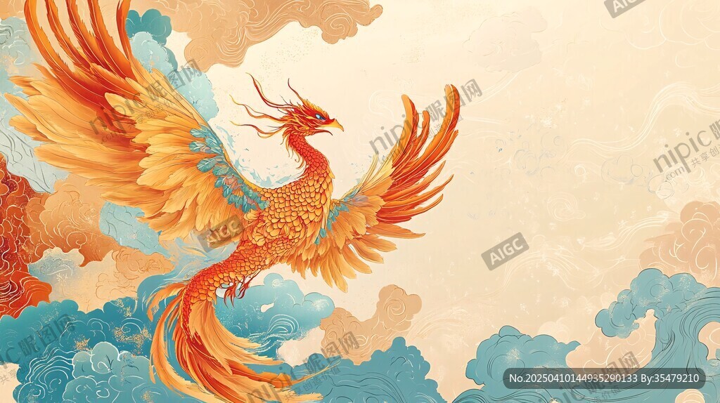 鳳凰翱翔云海間