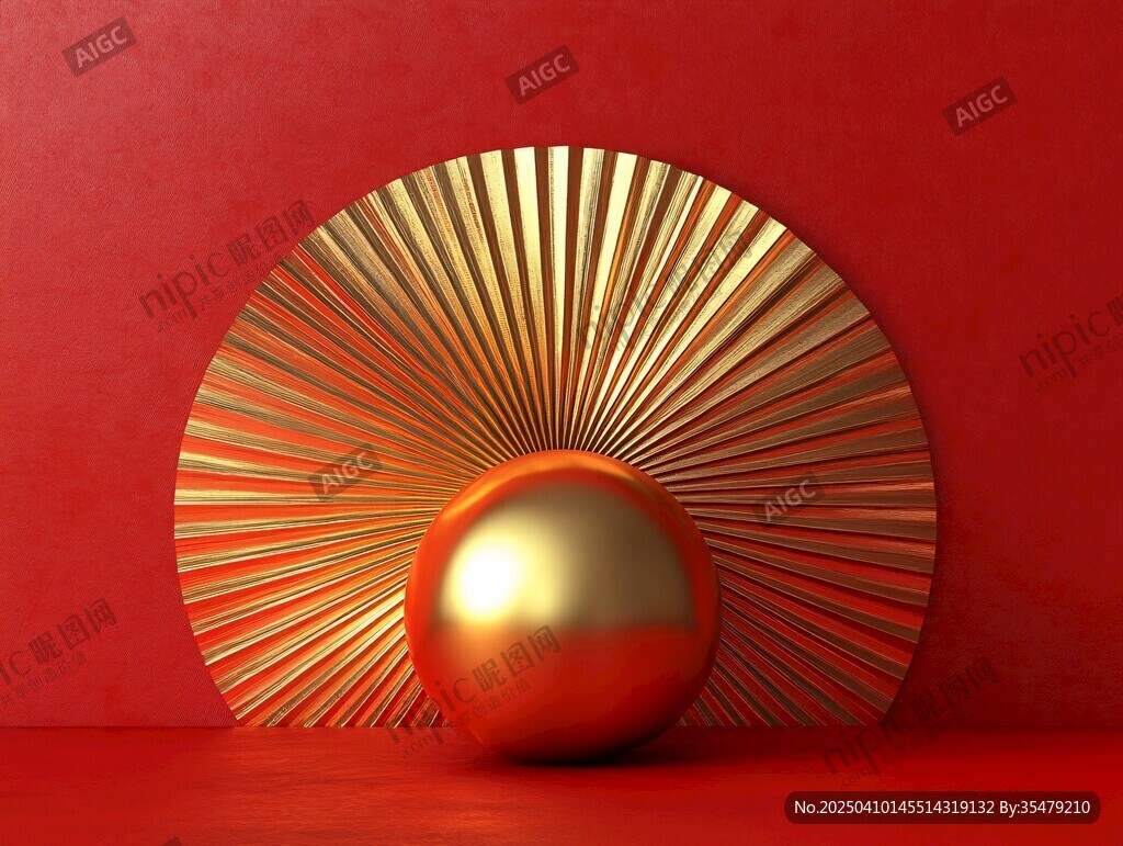 金圓飾于紅背景前